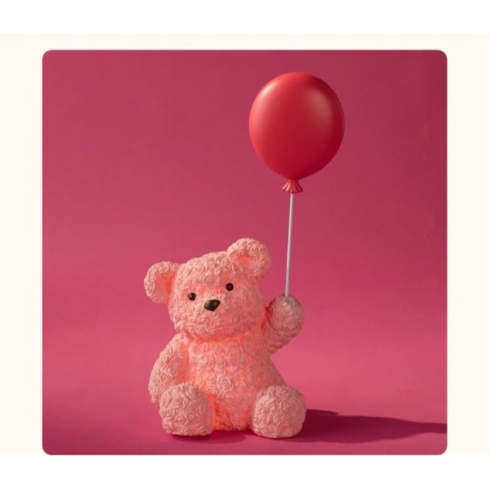 Cracker Barrel Pink Rose Teddy Bear Red Balloon  Light Up Blow Mold New